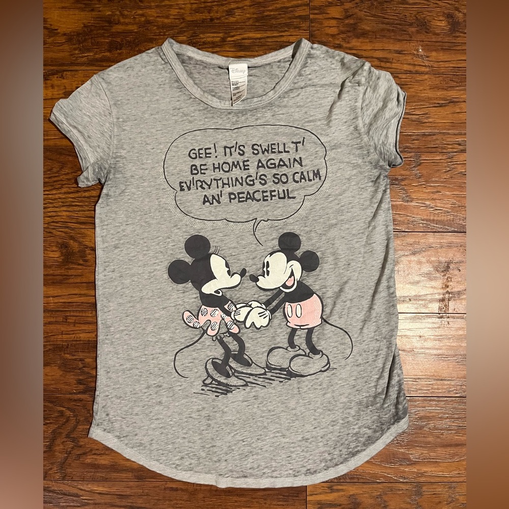 New Disney  Ladies Mickey‎ and Minnie Mouse License Top Sleepwear Tee Grey sz XS